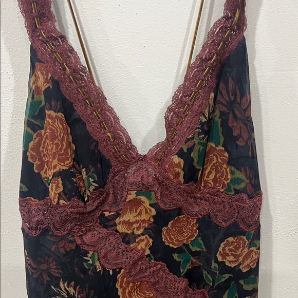 Free People Black and Brown Floral Backless Dress - Picture 3 of 5